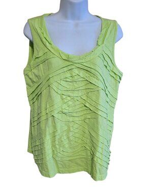 Chico Lime Green Sleeveless Textured Tank Top garden club Sunday brunch nautical